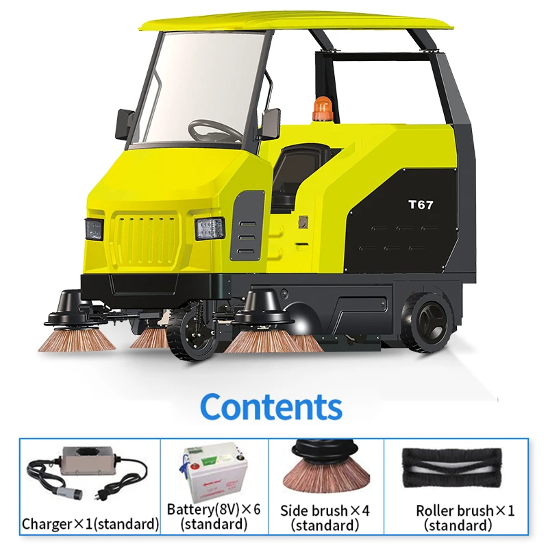 معدات تنظيف مكنسة القيادة عالية الطاقة، آلة صفق الشوارع الأوتوماتيكية الصناعية ذات السعة الكبيرة