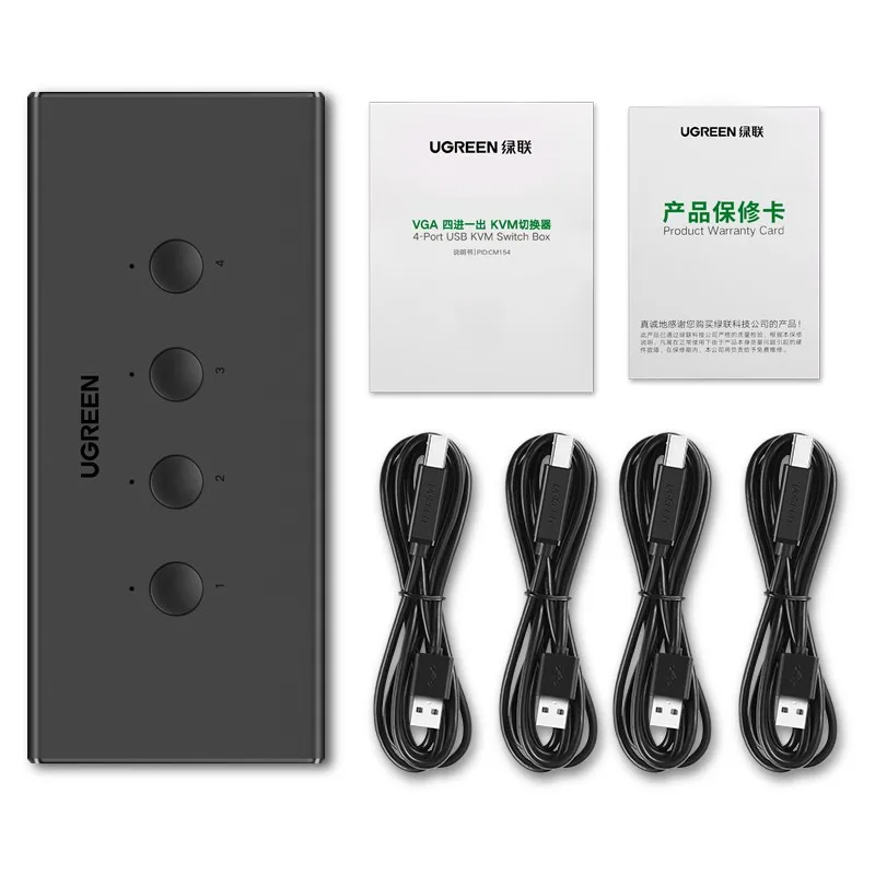 UGREEN VGA Switch KVM 4 in 1 uscita Switch KVM USB a 4 porte Supporto 1920 * 1440 @ 60 Hz per monitor TV PC