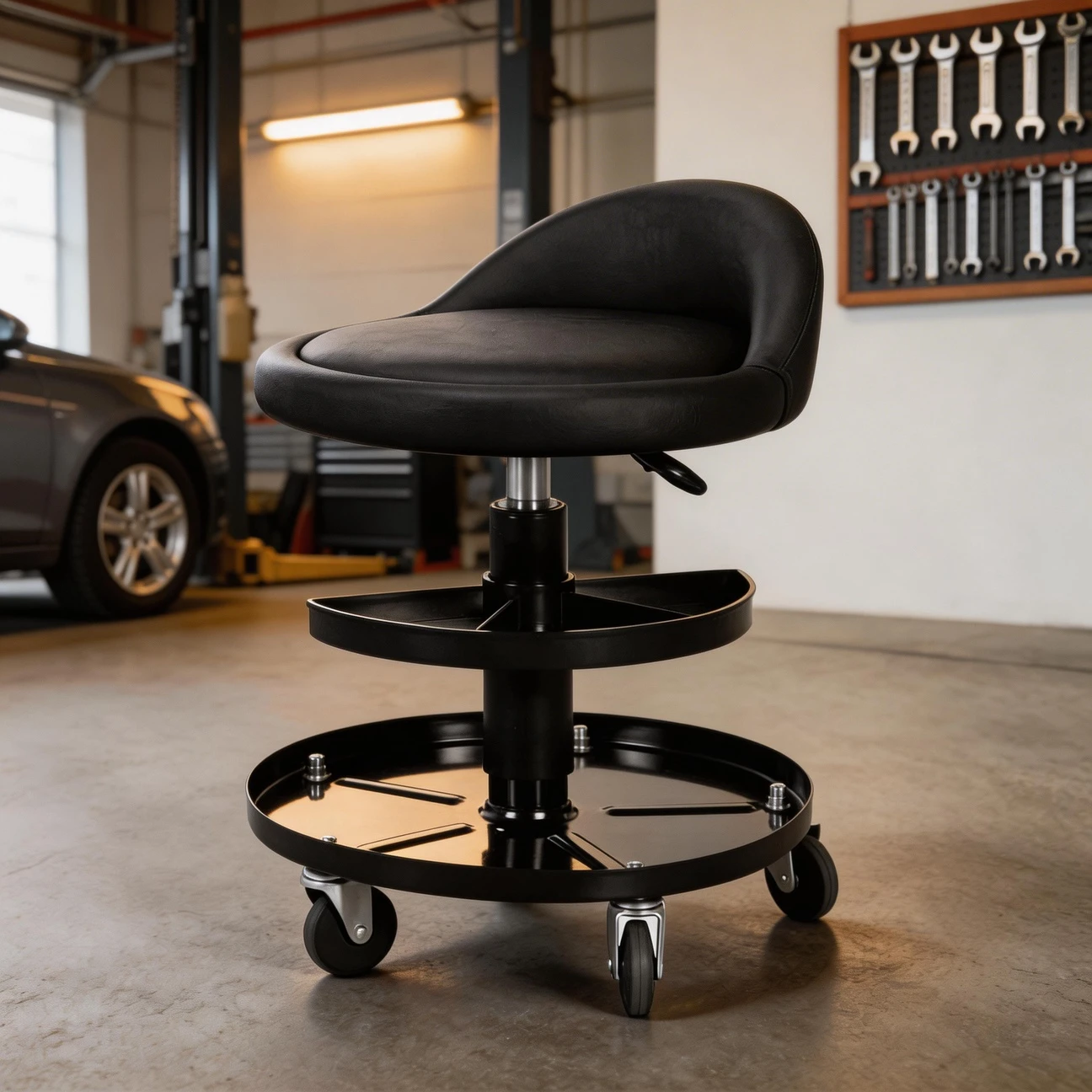 

360 Degree Rotation Car Repair Creeper Adjustable Work Stool with Backrest Double Tool Roll Crawler Body Repair Equipment