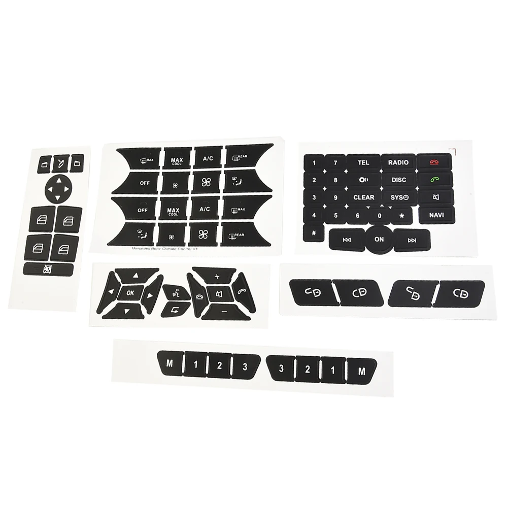 for mercedes 2007-2014 Steering Wheel & Door Button Repair Stickers - AC Radio Window Control PVC Decals - Direct Replacement