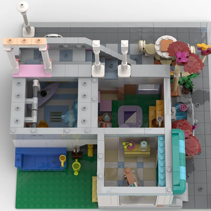 2280PCS MOC Città Angolo Appartamenti e Negozio - Modifica del Set 42670 Casa Modello di Strada Costruzione di Mattoni Impilabili Creativi