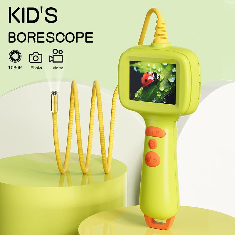 

Детский эндоскоп с экраном 2,4 дюйма, портативный водонепроницаемый инспекционный бороскоп 8 мм, 8 светодиодов, видеокамера-змея для детей и юных исследователей