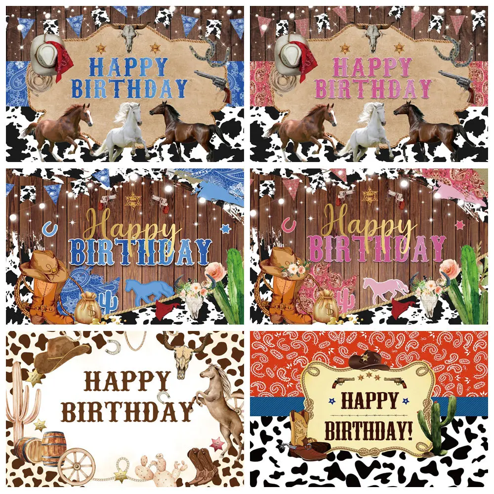 

Western Cowboy First Rodeo Backdrop Kids 1st Birthday Horse Saddle Welcome Party Baby Shower Photography Background Photo Studio