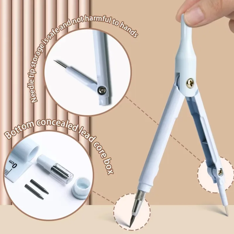 Multi Functional Three in One Compass and Ruler Set Plastic Ruler with Metal Compass for Pencil Learning and School Use Perfect