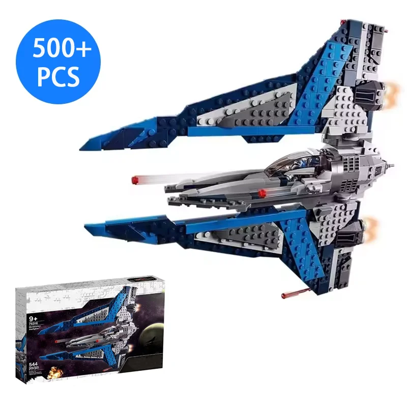 75316 Compatible Mandalorian Starfighter 544PCS with 3 Dolls Space Fighter Spaceship Model Adulte Sets Building Bricks Toy Gifts