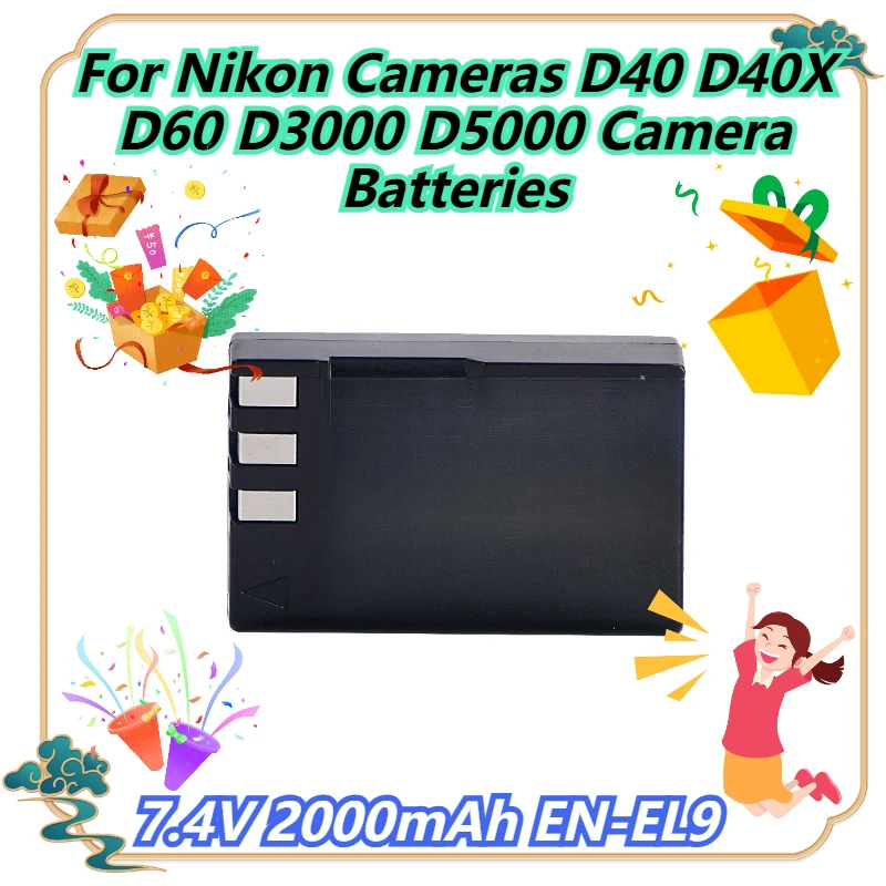 

7.4V 2000mAh EN-EL9 For Nikon Cameras D40 D40X D60 D3000 D5000 Camera Batteries