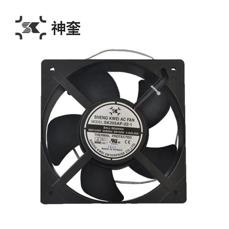 SHENG KWEI SK205AP-22-1 240V AC  620CFM 2850rpm 65W 0.49A 620CFM 2850RPM Ball Bearing Cabinet Axial Flow Cooling Fan