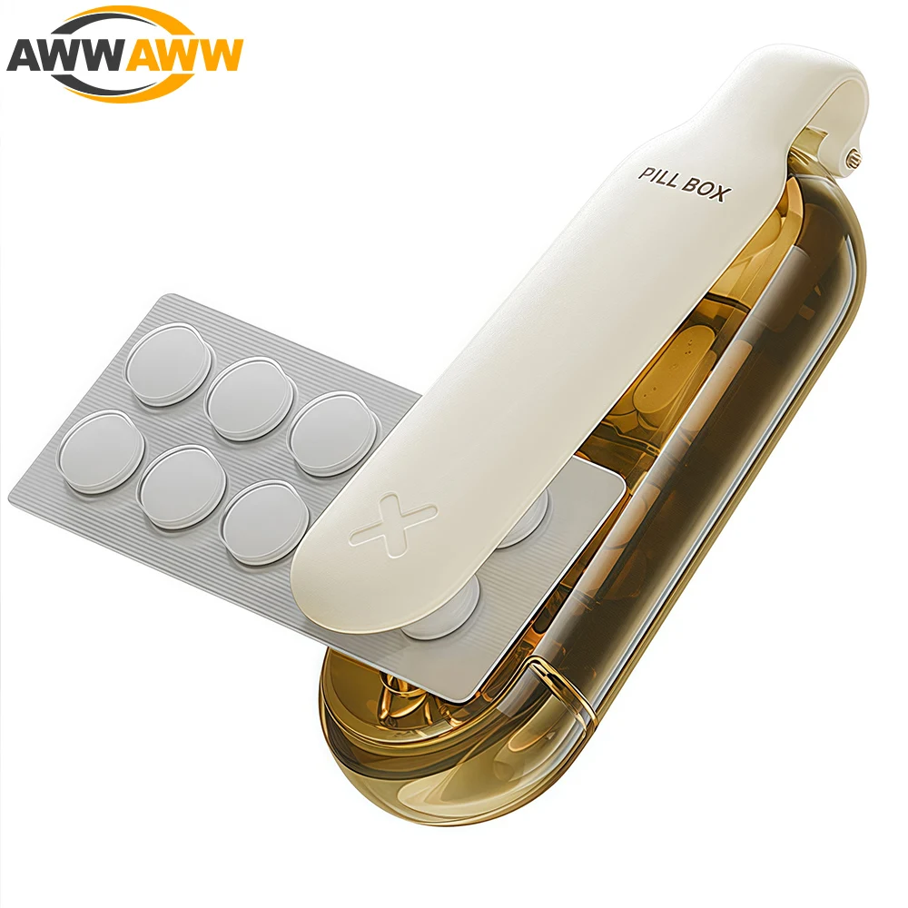

1PCS Daily Pill Organizer 4 Compartments, Portable Pill Box Travel Pill Container for Vitamin, Cod Liver Oil, Supplement