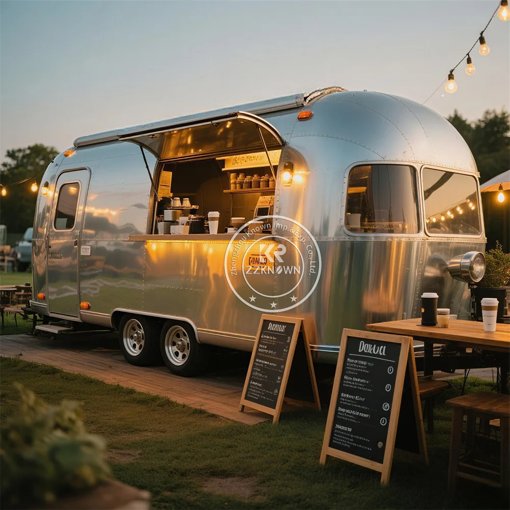 

Mobile Food Trailer Fully Equipped European Standard Ice Cream Cart Concession Pizza Food Truck With Full Kitchen