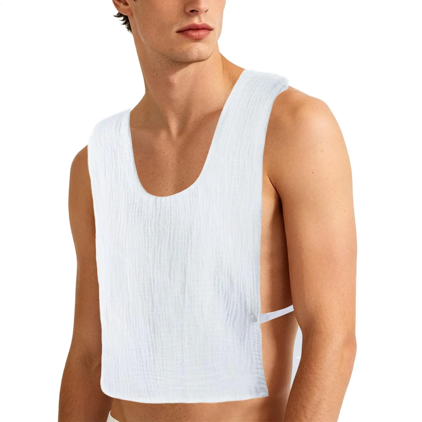 Breathable Cotton Sweat Vest for Men, Detachable Sweat Liner Undershirt, Thin Washable Gauze Chest Vest for Gym & Outdoor Sports