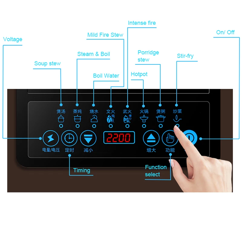 DMWD elektryczny magnetyczny kuchenka indukcyjna gospodarstwa domowego wodoodporny mały gorący kociołek piec grzewczy Touchpad Stir-fry danie