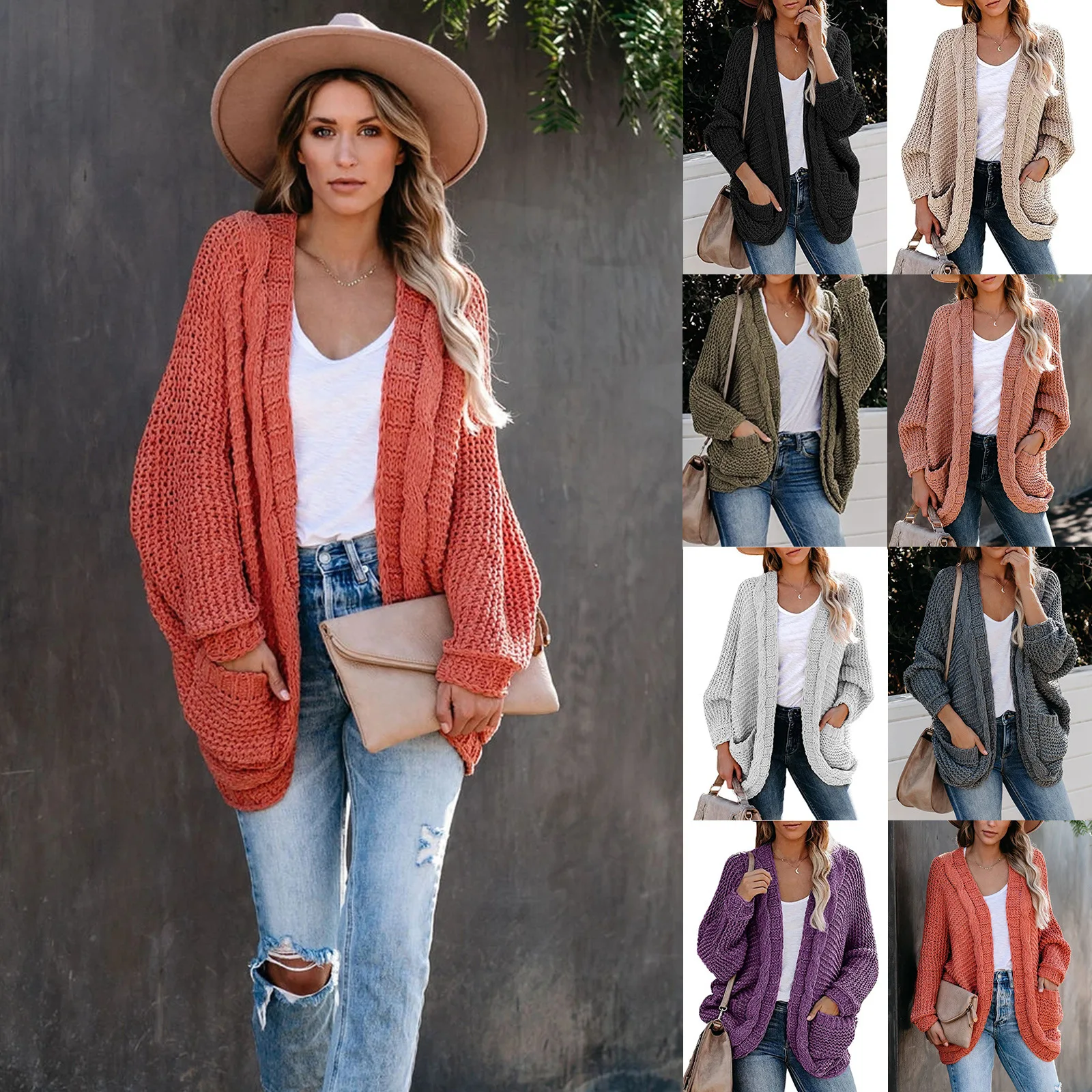 

2023 Autumn/Winter New Button Rope Cardigan Fashion Thick Needle Sweater Coat Women