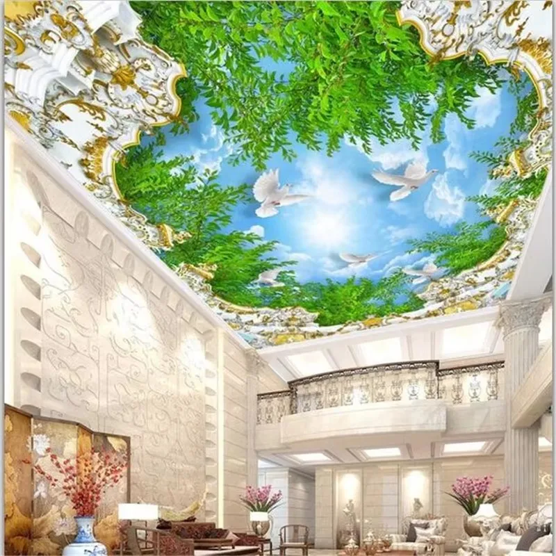 

Настенные 3d обои на заказ, трехмерные обои zenith с голубым небом для гостиной, европейские потолочные обои, домашний декор