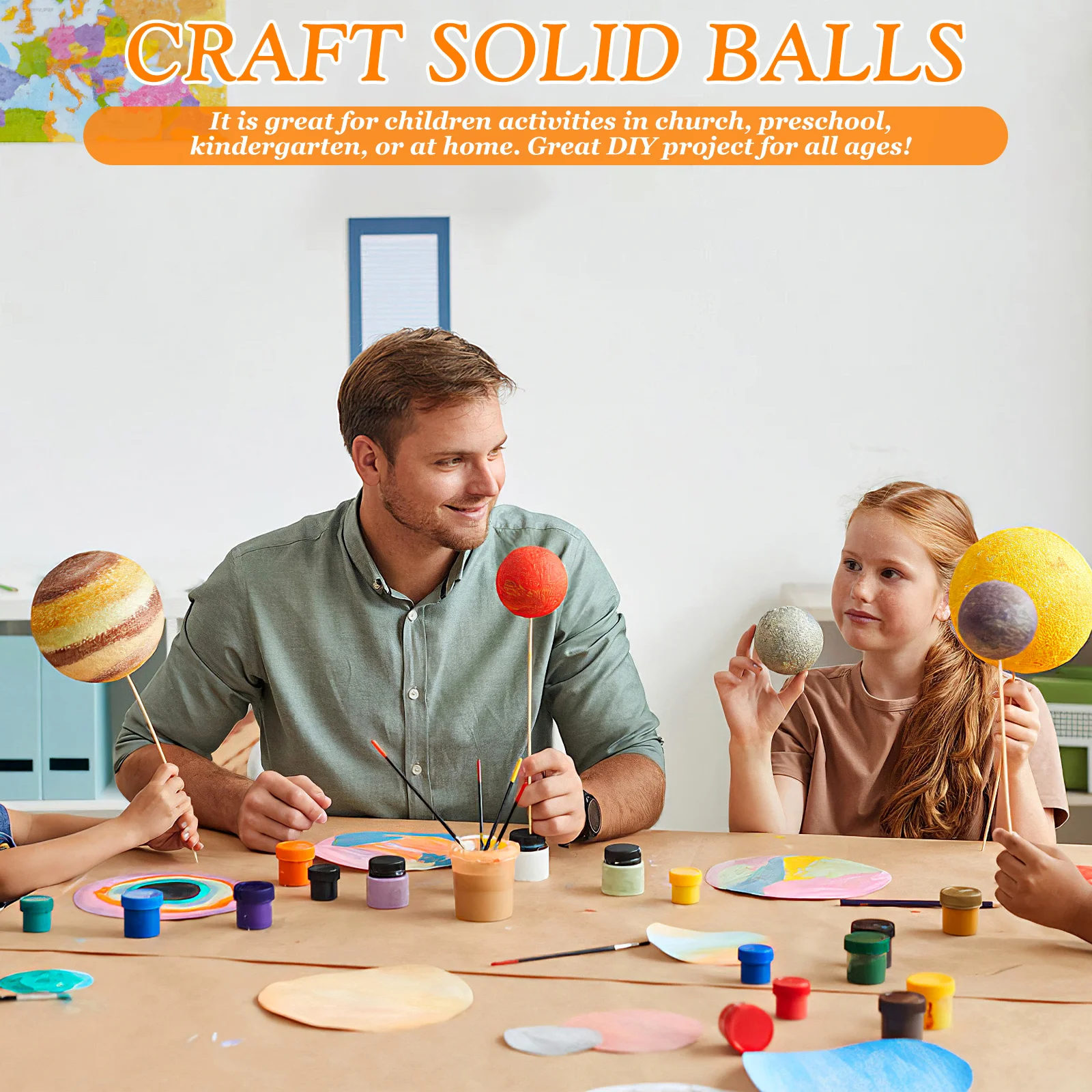 6pcs 12Cm Smooth Balls Painting Diy Children Craft Supplies Children Ball Styrophome Craft Balls Ball Blank Ornament