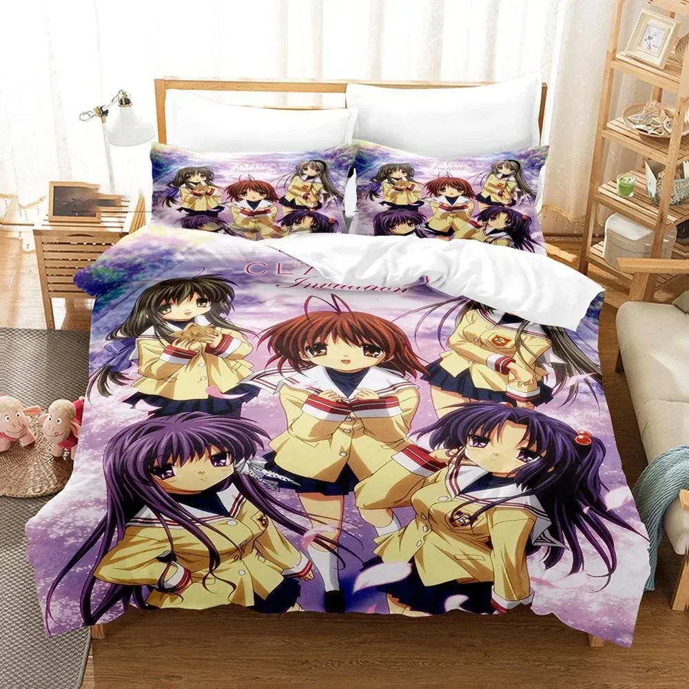 Anime Clannad Nagisa Furukawa Bedding Set Boys Girls Twin Queen Size Duvet Cover Pillowcase Bed Kids Adult Home Textileextile