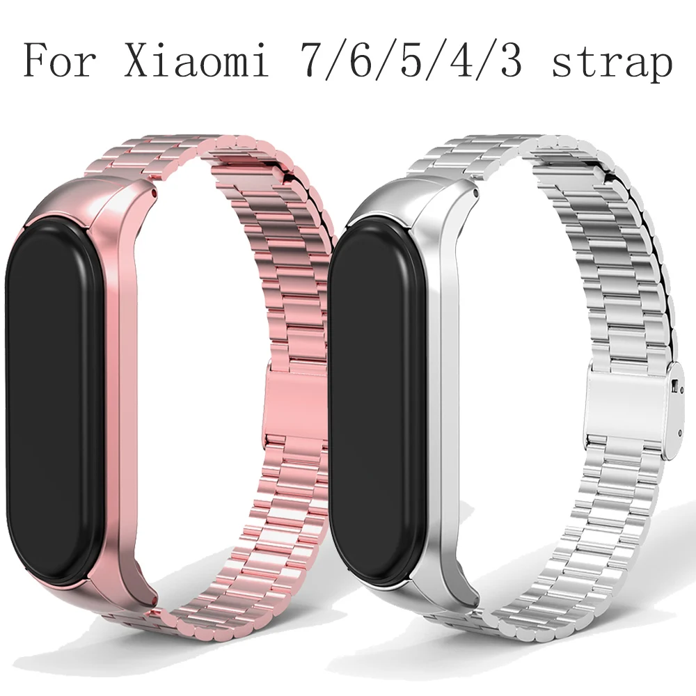 Dành Cho Xiaomi Mi Band Vòng Tay 3/4/5/6/7 Dây Thép Không Gỉ Từ Dây Đeo Xiaomi Dây Đeo Tay Mi ban Nhạc 3 4 Miband 5 6 7 Dây Đeo