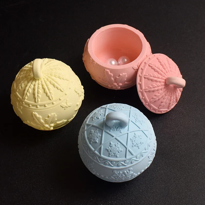 Relief Christmas Holly Berry Candle Cup Silicone Mold Snowflake Candle Holder Silicone Mold Cement Concrete Gypsum Making Mold — zdjęcie 6