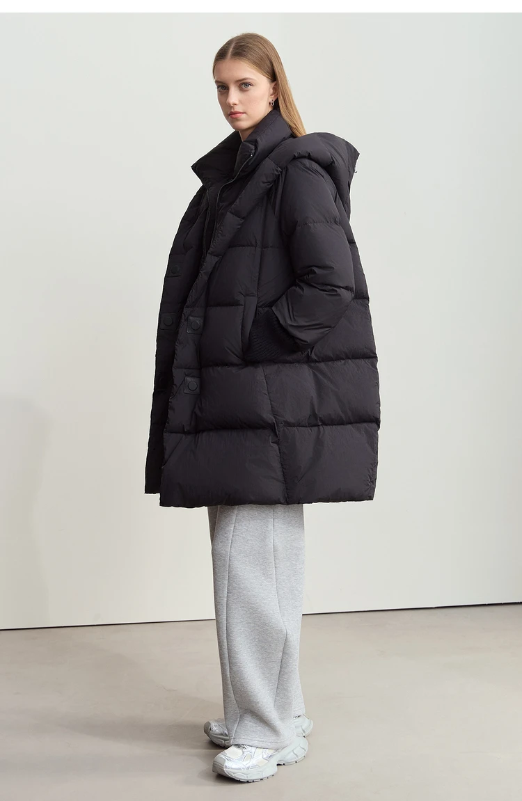 Amii 2026 Winter Warm New Women Down Jacket Cuffs Magnetic Buckle Zipper Hooded Fake Two-piece Thick Loose Long Coats 12444104