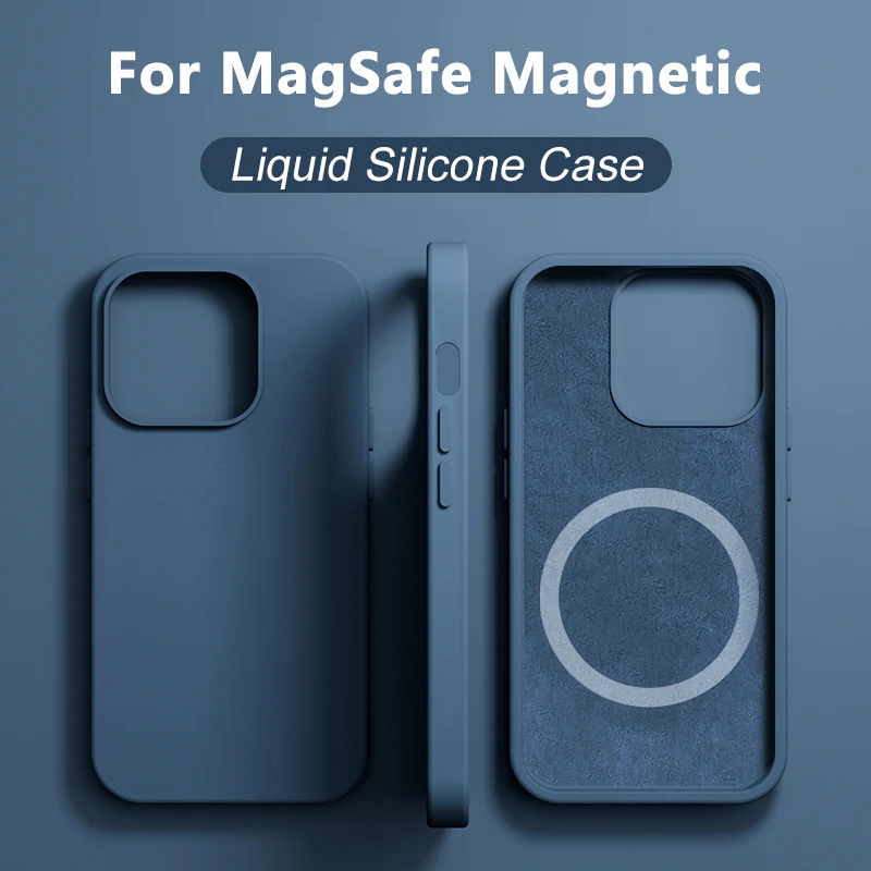 Oryginalne etui z ciekłego silikonu dla iPhone 16 15 14 13 12 11 Pro Max Plus etui magnetyczne ładowanie bezprzewodowe miękkie etui na telefon