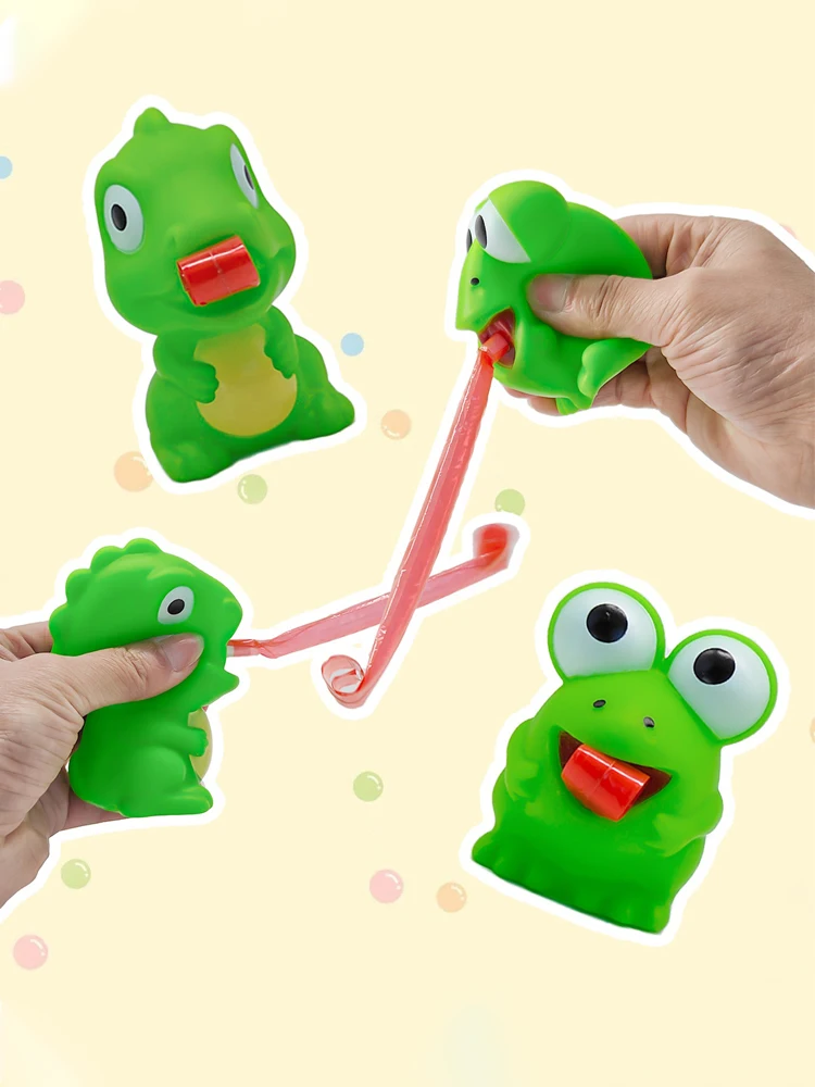 Szczypiąca żaba dinozaur wysuwa język łagodzi stres zabawka śmieszne dzieci kreatywna dekompresja Fidget zabawka świąteczny prezent na imprezę — 2