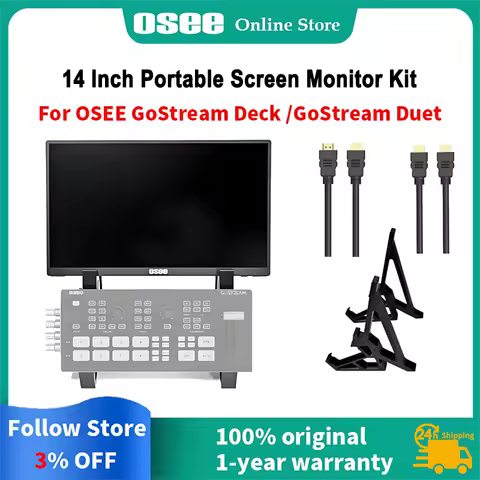 OSEE 14 Inch for GoStream Deck /GoStream Duet Switcher Screen Monitor with USB-C PD, Mini HDMI, 3.5mm inputs Output