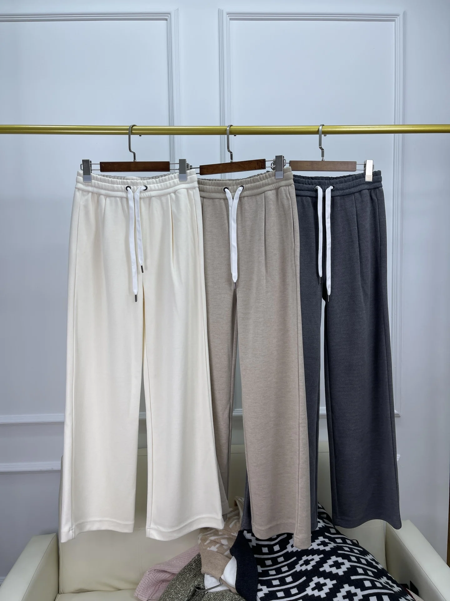 

Women's Wide-Leg Straight Pants, Versatile, High-Waist, Slim, Drawstring, Loose, Casual, New, High Quality, B/C, Winter