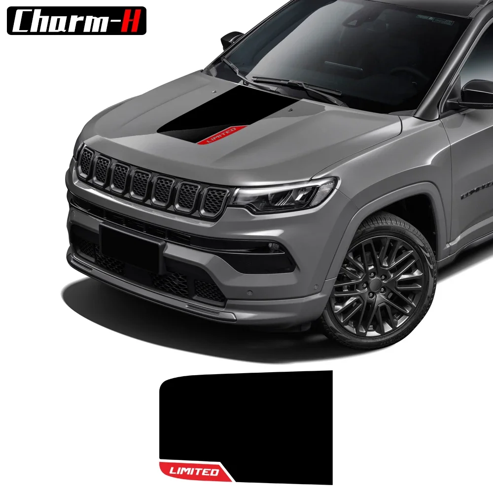 1 Piece Hood Stripe Vinyl Decal Sticker For Jeep Compass 2017-Present Bonnet Racing Stripes Accessories