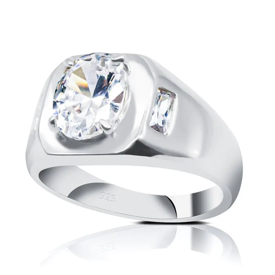 

Fashion 925 Sterling Silver Wedding Rings for Male Cubic Zircon Stone Jewelry Gift Silver Hand Ring Designs Men