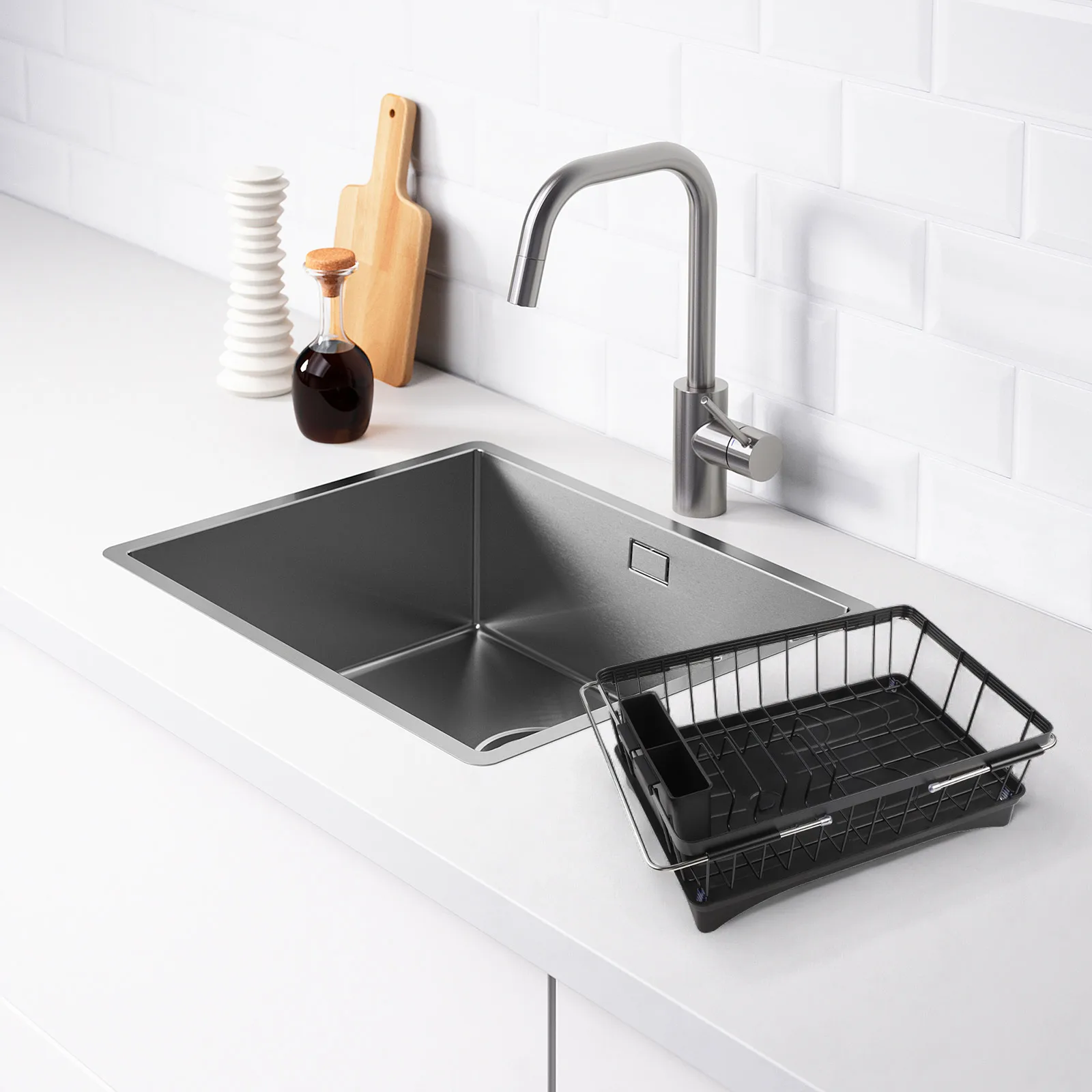 

Busy Kitchen Expandable Dish Drying Rack Space-Saving Drying Rack Ample Space For Kitchenware Detachable Utensil Holder