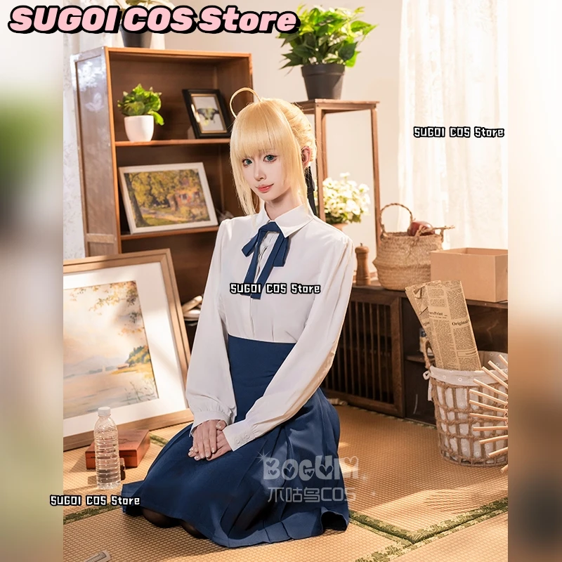 مصير/البقاء ليلة أرتوريا بيندراجون صابر زي مدرسي ملابس فساتين جياكي اليابانية ألعاب أنيمي لعب الأدوار شعر مستعار حذاء الدعامة الدعاوى