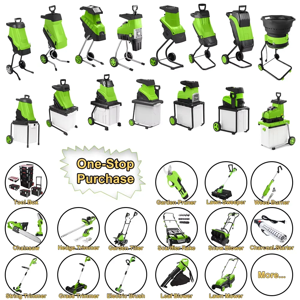 Electric Garden Chipper Tree Branch Leaf Crusher Wood Chipper Shredder Recycling Machine with Collection Bag - view 5