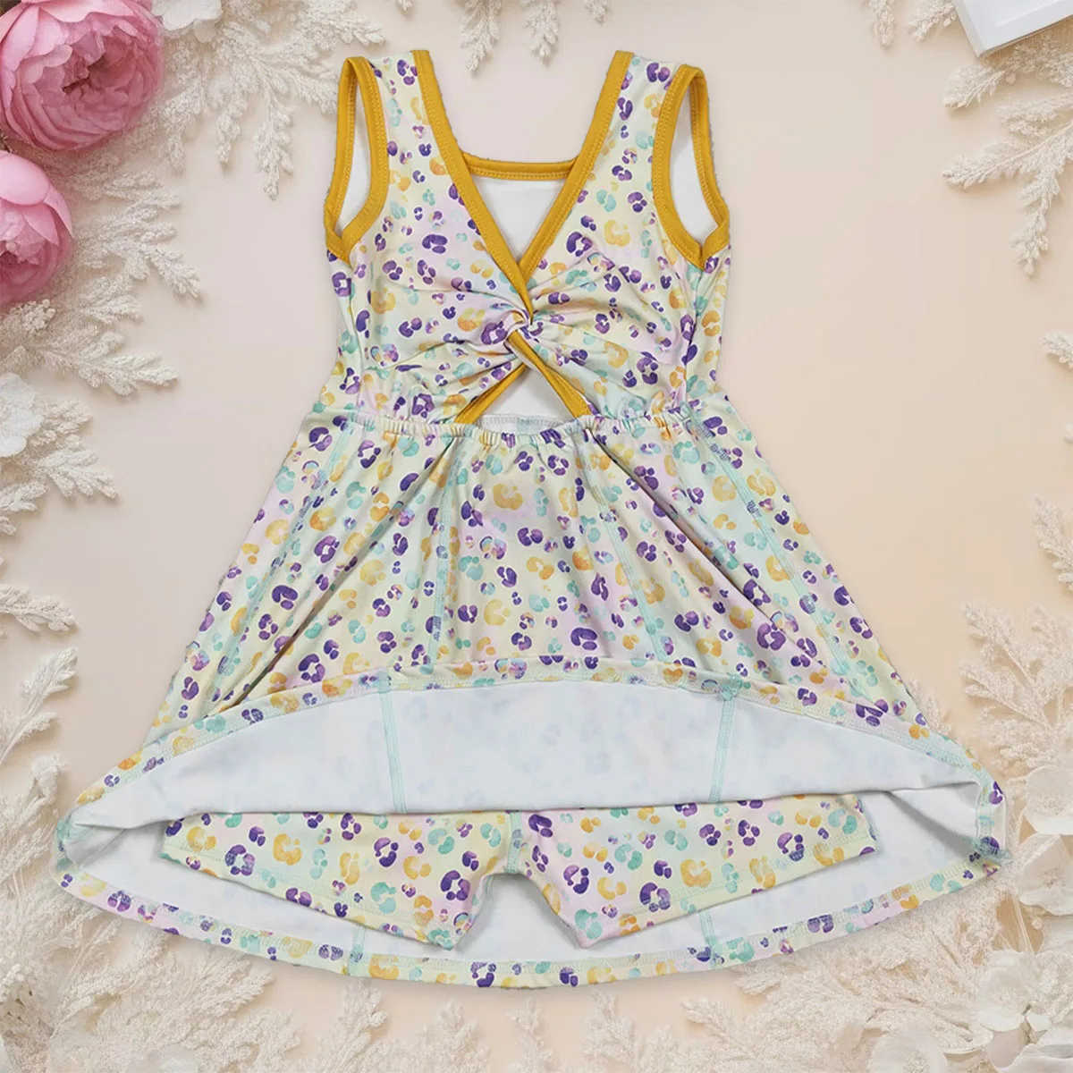 

Toddler Baby Girl Leopard Yoga Active Wear Skirt Kids Children Infant Sleeveless Mardi Gras Knee Length Princess Dress Clothing