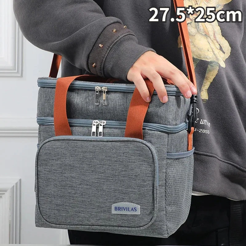 Portable Thermal Lunch Bag Picnic Food Insulated Case Durable Waterproof Office Lunchbag Shoulder Strap Lunch Bags for Children