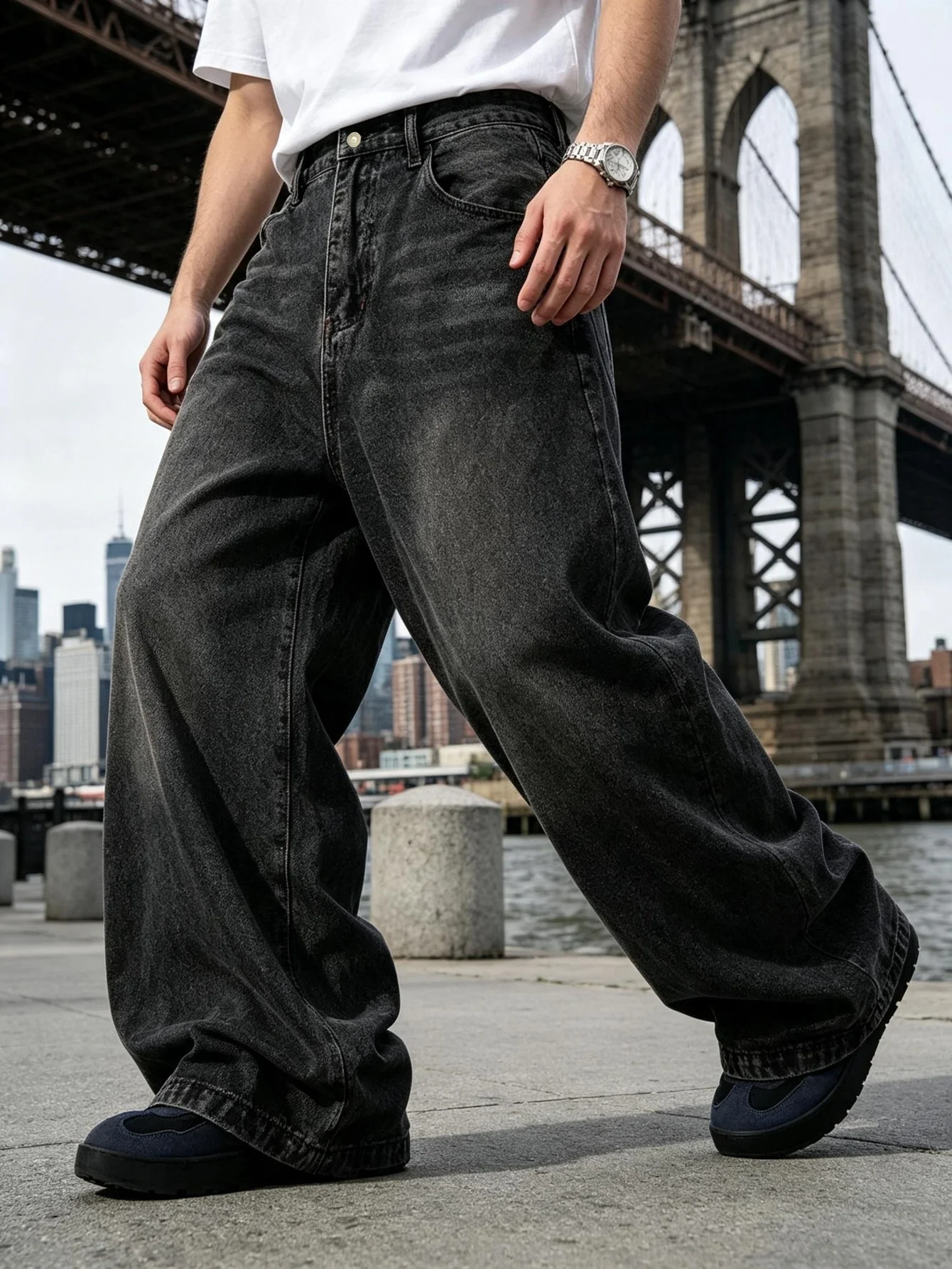 Men’s American Streetwear Y2K Fashion Jeans, Hip‑Hop Trend Denim Trousers, Sweet Practical Gift For Husband Or Lover Street Outf
