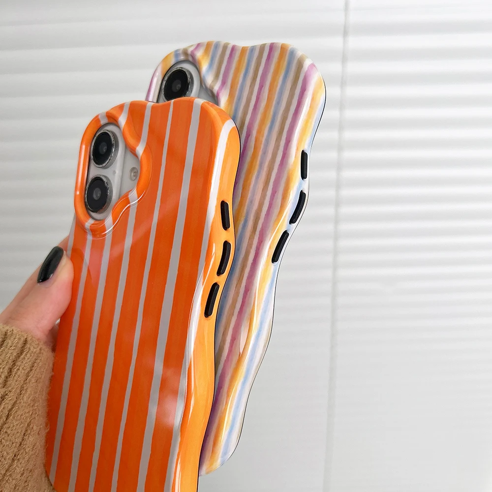 Luxuriöse 2-in-1 Glänzende Zweifarbige Wellenstreifen-Hülle für iPhone 13 14 15 16 17 18 Pro Max mit Farbkollisions-Design und Stoßfestem Schutz – Detail 16