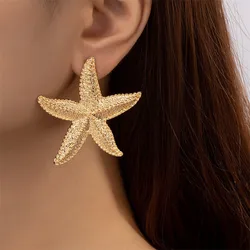 Übertriebene Boho große Metall Seestern Ohr stecker für Frauen Damen trend ige Sommer Gold Farbe Ohrringe Modeschmuck neu