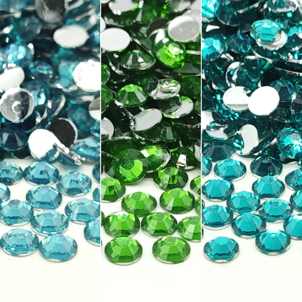 Resin Rhinestones Silver bottom Green Series 2-6mm Non Hotfix Flatback Rhinestone For Nail Art Garment Decoration DIY