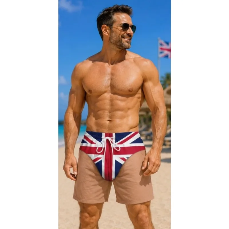 Men Women Novelty Funny Hairy Visual Swim Shorts Oversized Y2K Streetwear Trunks, UK Union Jack Flag Print Quick Dry Shorts Kids