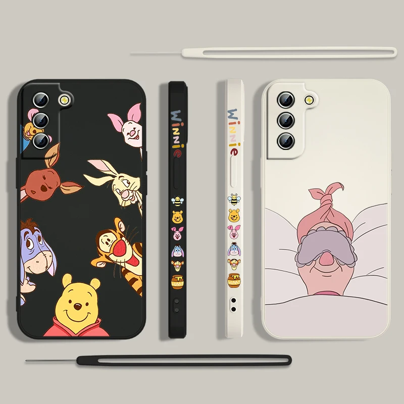 Winnie the Pooh Ferkel niedlichen Handy hülle für Samsung Galaxy S24 S23 S22 S21 S20 Pro Fe plus ultra flüssige linke Seil abdeckung