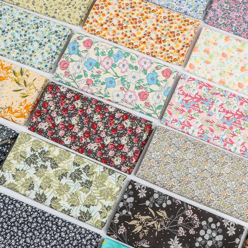 

100*145cm High-density Cotton Poplin Plant Flower Printed Fabric For Diy Sewing Dolls Kid Dress Apparel Quilted Bedding Textiles