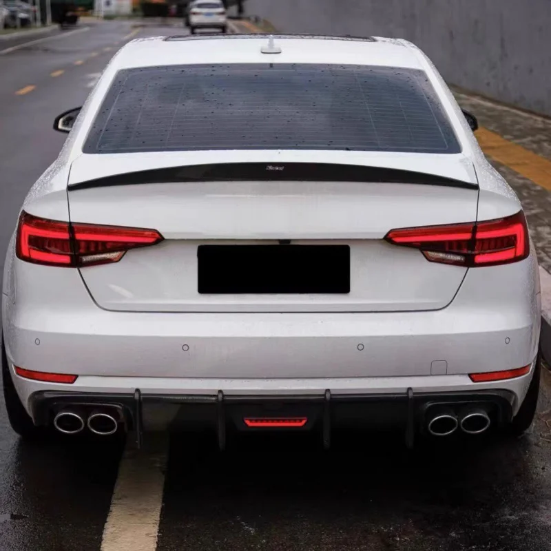 A4 S4 B9 2017-2019 Cabral Style Sports Rear Bumper Lip Spoiler Diffuser with LED/Exhaust Tailpipe Body Kits Exterior