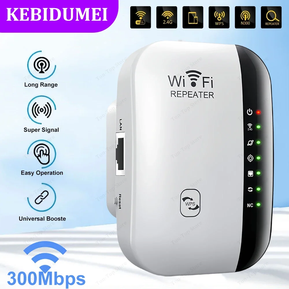 300Mbps Wireless WIFI Repeater 24G WiFi Signal Extender Wireless WiFi Amplifier 802.11N Long Range WiFi Booster for PC Laptop TV