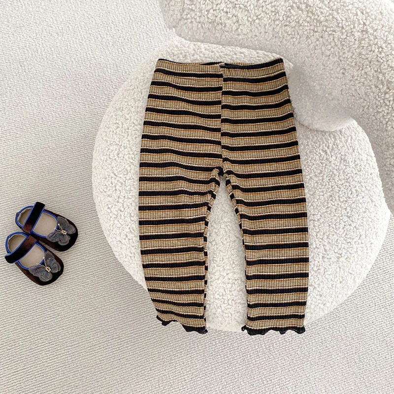 Autumn new style baby clothes 0-3 years old baby clothes baby girl suit Striped lotus leaf collar long-sleeved top pants