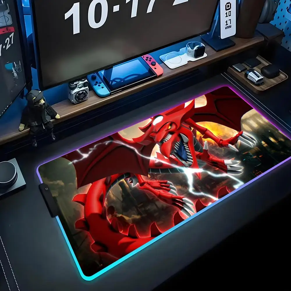 

slifer the sky dragon Mouse Pad RGB Gaming Mousepad Big LED Pad PC Desk Mat Luminous Mouse Pad Large Keyboard Mats Table Rug Wit