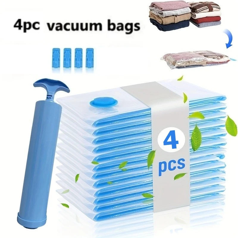 4 Stück Roll-Up Reise-Platzsparende Aufbewahrungsbeutel für Gepäck Kleidung Versiegelung Reise-Verpackungsorganizer für Kleidung