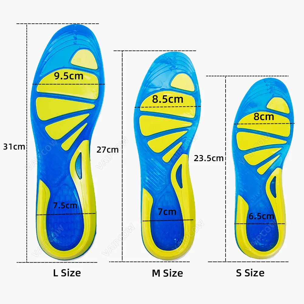 Silicone Non-Slip Gel Soft Sport Shoe Insoles Massaging Insole Orthopedic Foot Care For feet Shoes Sole Shock Absorption Pads