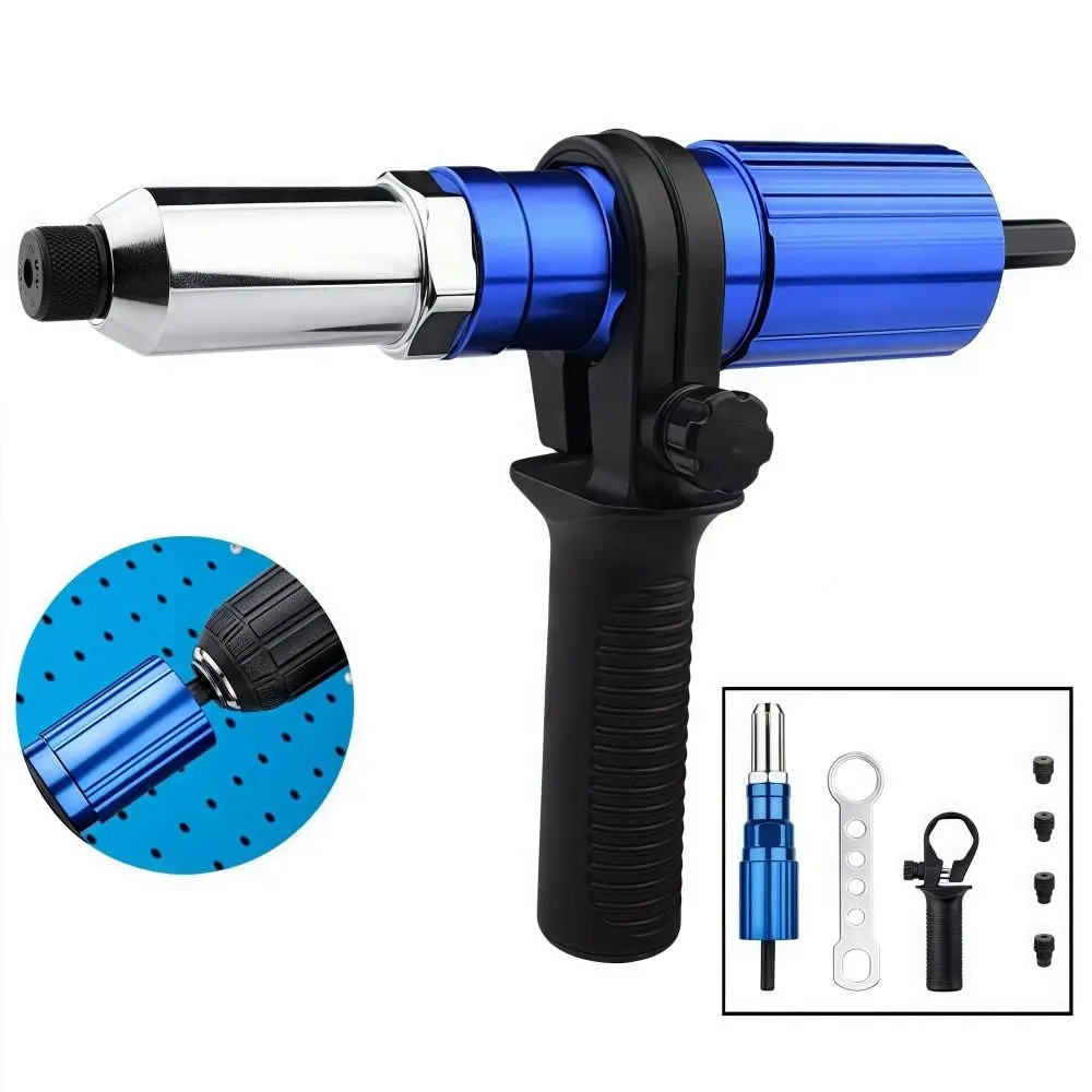 Aluminum Alloy Electric RivetGun Adapter Cordless Durable RivetGun Adapter Kit Portable Lightweight Electric Drill RivetGun