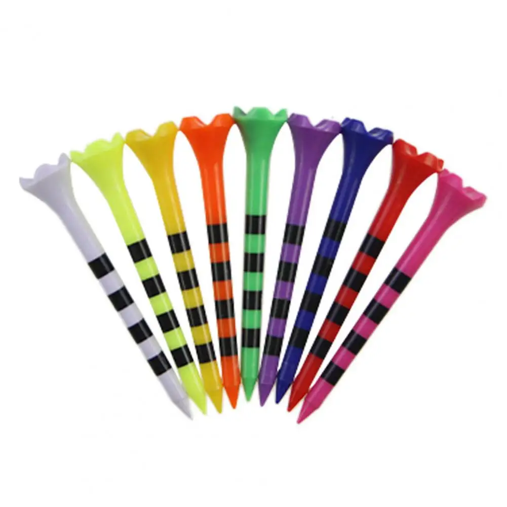 Adjustable Golf Tee Adjustable Height Golf Tee Set With Sharp Tip Striped Design 10pcs Plastic Golf Ball Holder Kit For Training