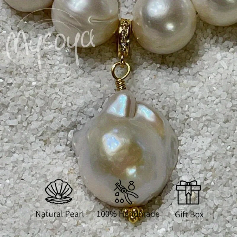 

MYSOYA 10-11 мм ожерелье с подвеской из жемчуга в стиле барокко, несколько размеров с подарочной коробкой, идеальный подарок на свадьбу, день рождения, Рождество, Новый год