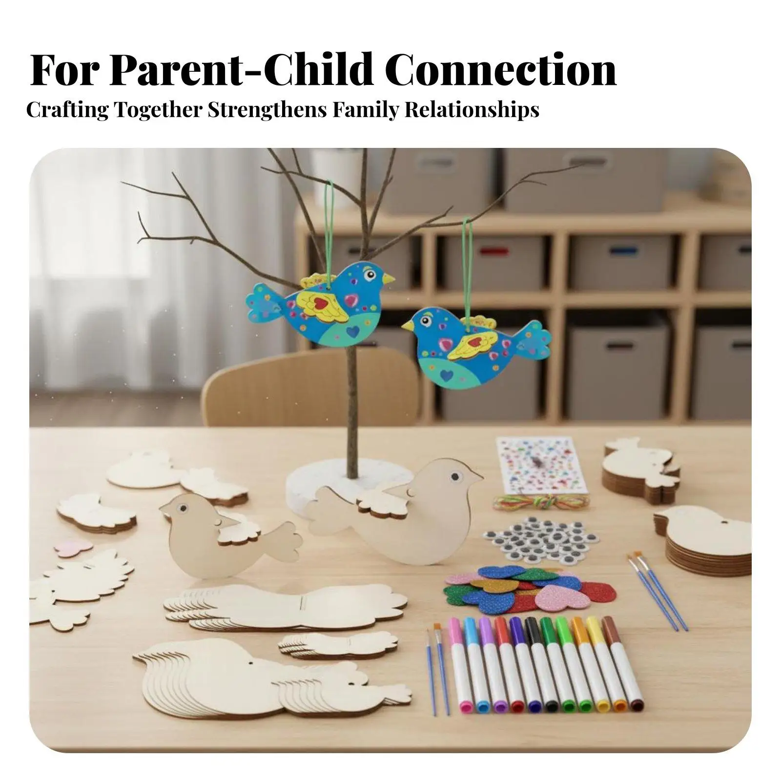 DIY 3D Wooden Bird Craft Kit for Children Paint Your Own Ornaments Creative Wood Toys Educational Kids Gift